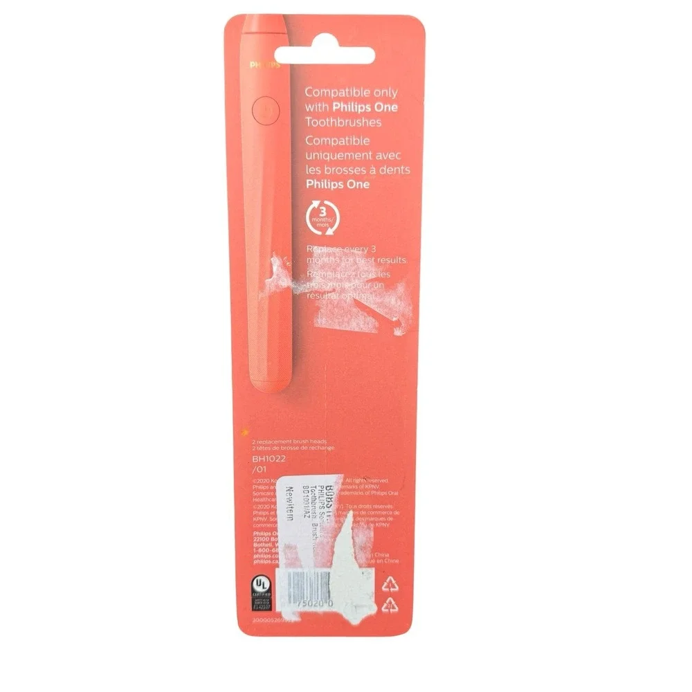 Philips One by Sonicare Replacement Brush Heads BH1022/01 - CORAL -2 Brush Heads